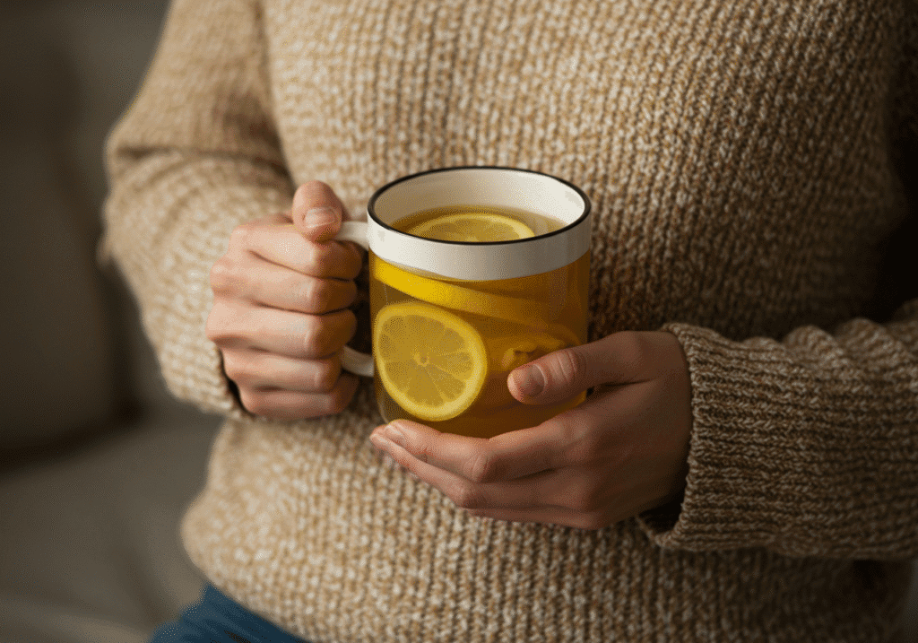 The Best Lemon Ginger Fat-Burning Tea Recipe for Natural Weight Loss 4 sipping lemon ginger tea for belly fat