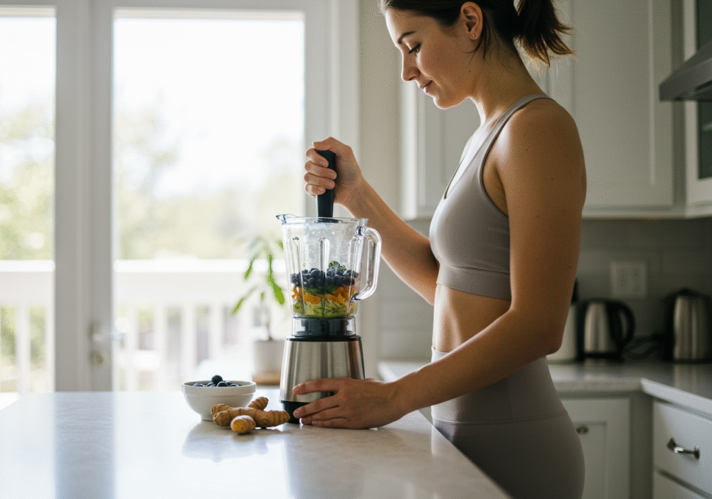Anti Inflammatory Smoothie Recipes for Pain Relief & Gut Health 4 Blending anti inflammatory smoothie in blender