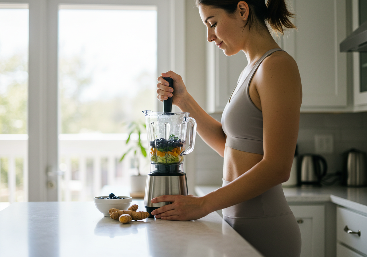 Anti Inflammatory Smoothie Recipes for Pain Relief & Gut Health 1 Blending anti inflammatory smoothie in blender