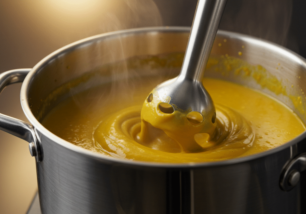Cauliflower Turmeric Weight Loss Soup: The Golden Detox for Fat Burning 3 blending cauliflower turmeric soup