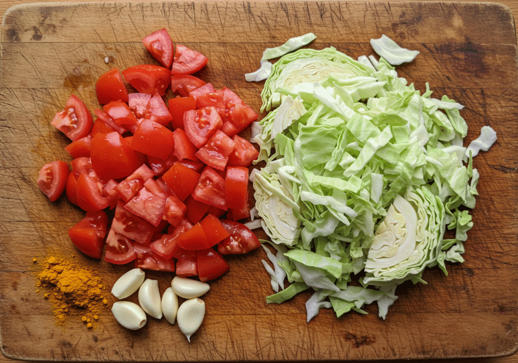 Cabbage and Tomato Detox Soup: A Cleansing Bowl to Burn Fat and Boost Energy 2 Raw ingredients for cabbage and tomato detox soup