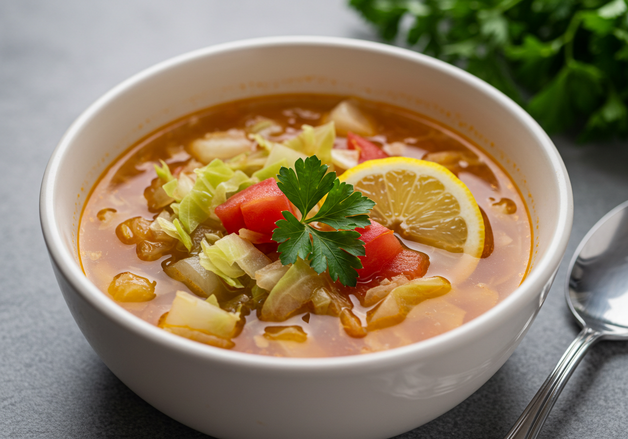 Cabbage and Tomato Detox Soup: A Cleansing Bowl to Burn Fat and Boost Energy 1 Steaming bowl of cabbage and tomato detox soup