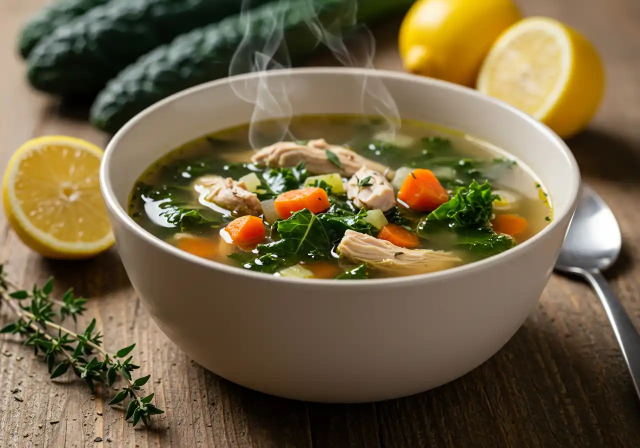 Chicken Kale Mounjaro Soup – Fat-Burning, Gut-Healing Meal You’ll Crave 1 Chicken kale Mounjaro soup in rustic ceramic bowl