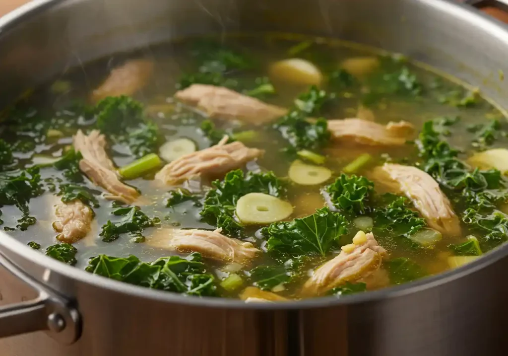 Chicken Kale Mounjaro Soup – Fat-Burning, Gut-Healing Meal You’ll Crave 2 Chicken kale soup with anti-inflammatory ingredients cooking