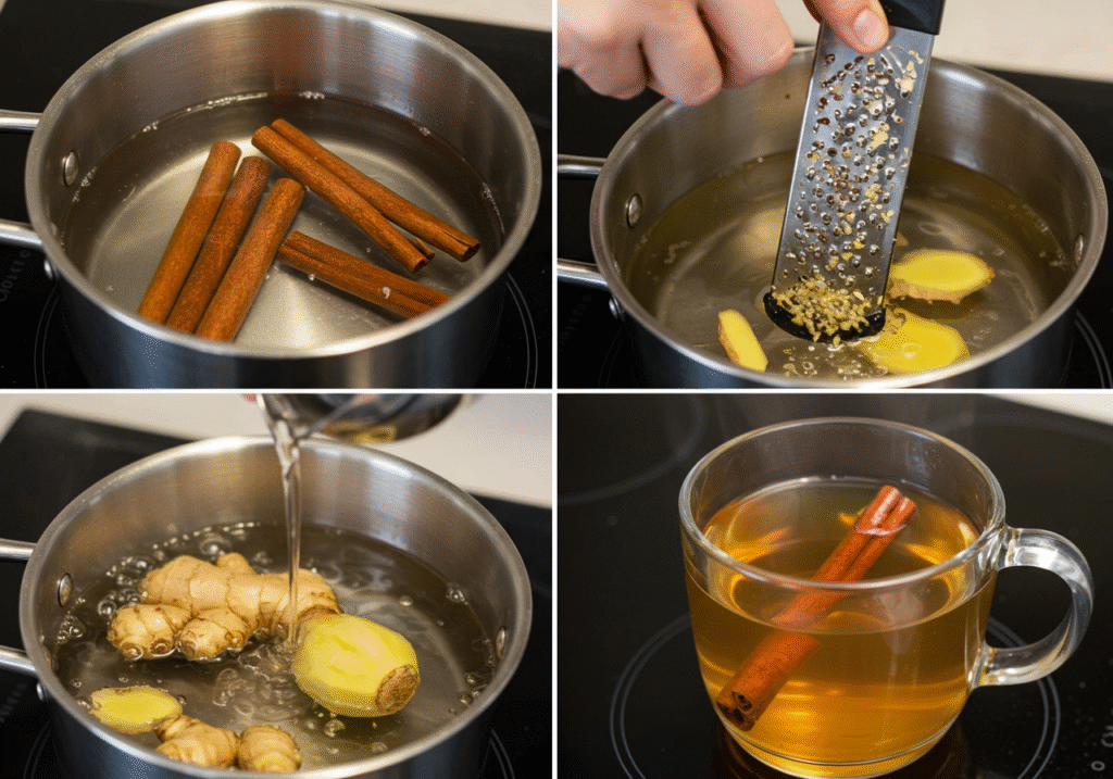 Homemade Cinnamon Detox Tea: 5 Powerful Benefits for Belly Fat and Bloating 2 Step-by-step cinnamon tea recipe with ginger