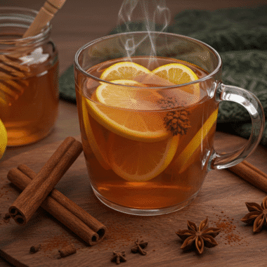 Homemade cinnamon detox tea with lemon and honey