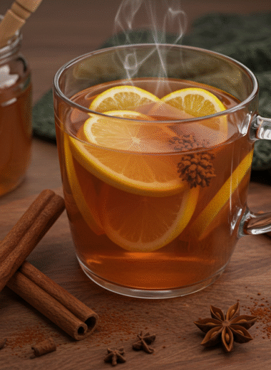 Homemade cinnamon detox tea with lemon and honey