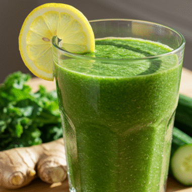 Kale ginger detox smoothie with lemon and fresh greens