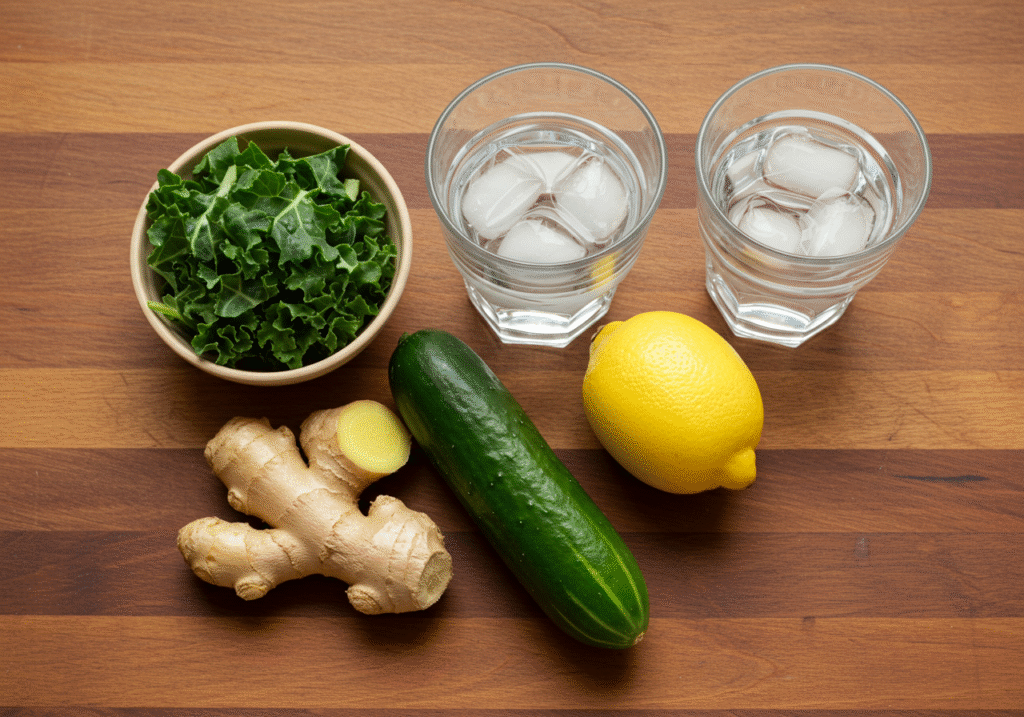 Kale Ginger Detox Smoothie – The Ultimate Cleanse in a Cup 2 Detox smoothie ingredients kale, ginger, cucumber, lemon