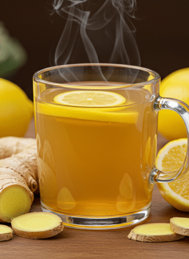 lemon ginger fat-burning tea recipe in a clear mug