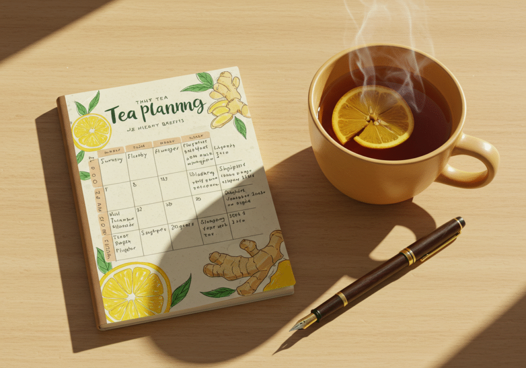 The Best Lemon Ginger Fat-Burning Tea Recipe for Natural Weight Loss 3 tea schedule with lemon ginger tea mug