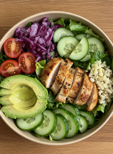 Salad weight loss meal with grilled chicken and greens