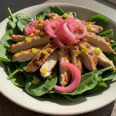 Zepbound salad idea with greens, chicken, and light dressing