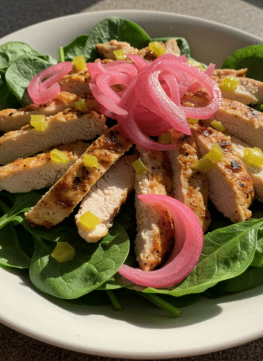 Zepbound salad idea with greens, chicken, and light dressing